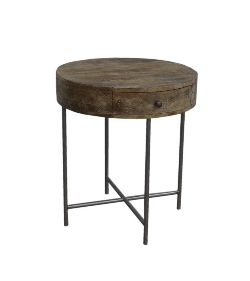 SOLID WOOD & IRON SIDE TABLE 