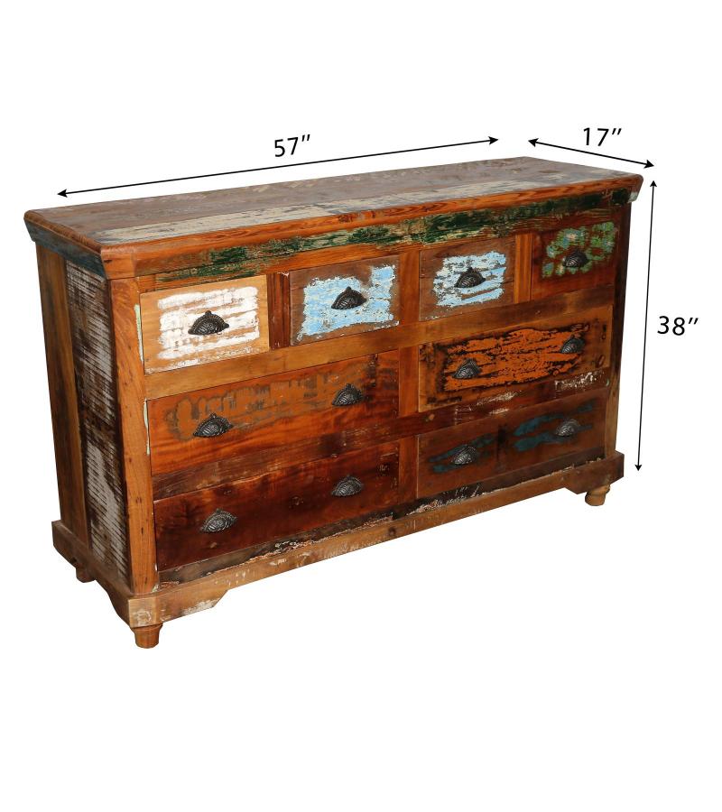 SOLID RECLAIMED TEAK WOOD BUREAU DRESSER