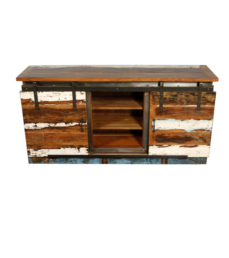 SOLID RECLAIMED TEAK SIDEBOARD W/ SLIDING DOORS