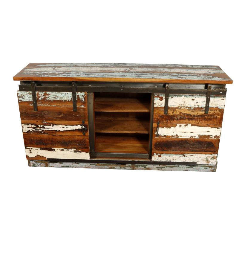 SOLID RECLAIMED TEAK WOD SIDEBOARD W/ SLIDING DOORS