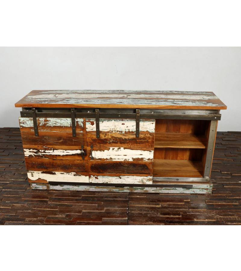 SOLID RECLAIMED TEAK WOD SIDEBOARD W/ SLIDING DOORS