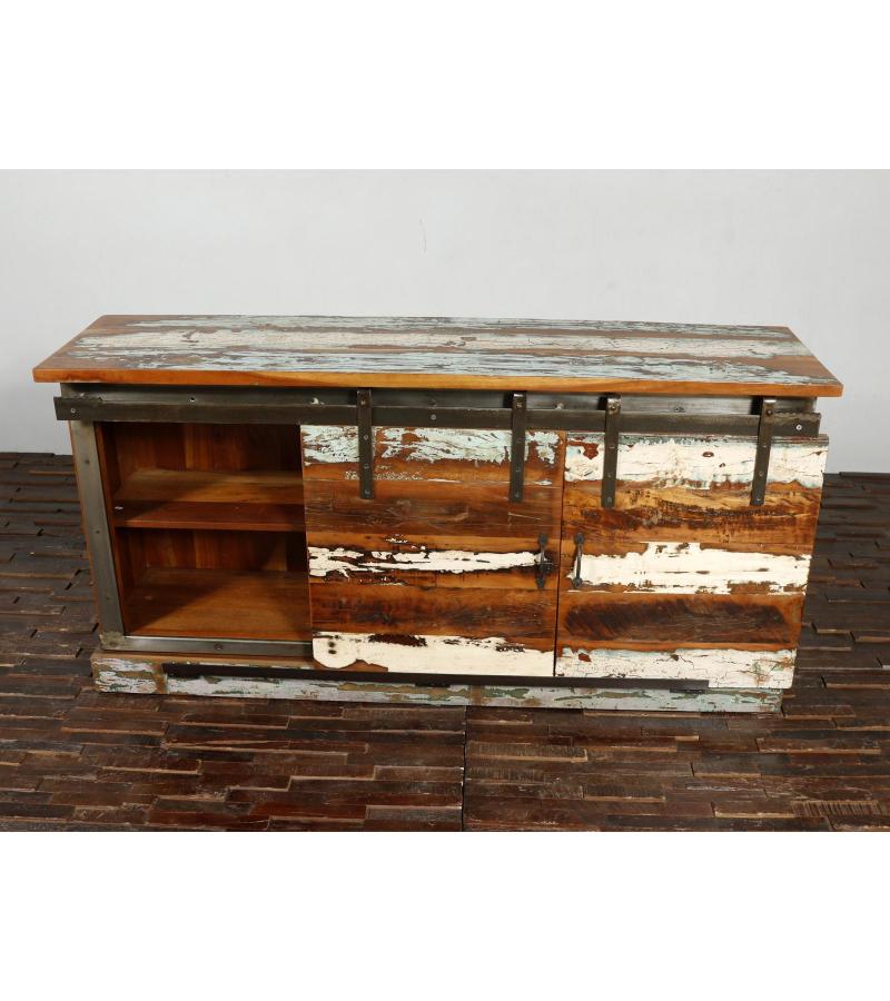 SOLID RECLAIMED TEAK WOD SIDEBOARD W/ SLIDING DOORS