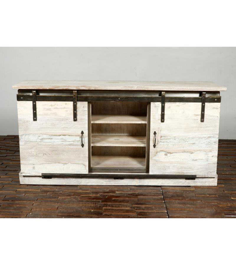 SOLID WOOD SIDEBOARD W/ SLIDING DOORS