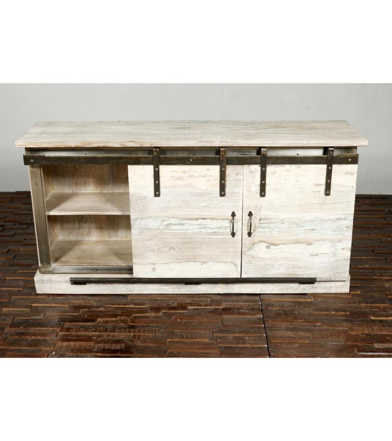 SOLID WOOD SIDEBOARD W/ SLIDING DOORS