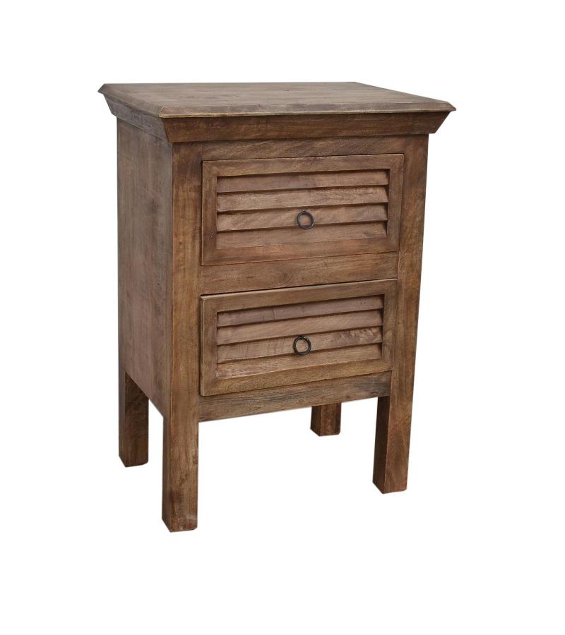 SOLID WOOD 2 DRAWER END TABLE / NIGHTSTAND