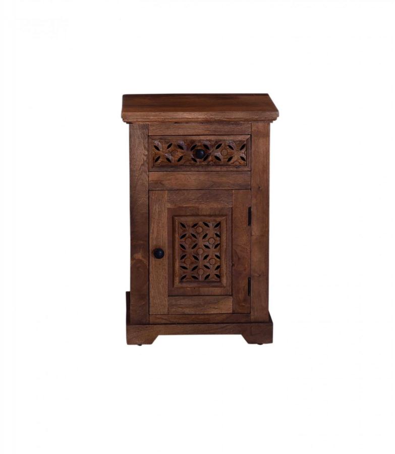 CARVED WOOD END TABLE / NIGHTSTAND