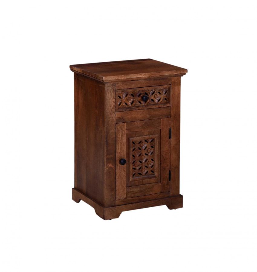 CARVED WOOD END TABLE / NIGHTSTAND