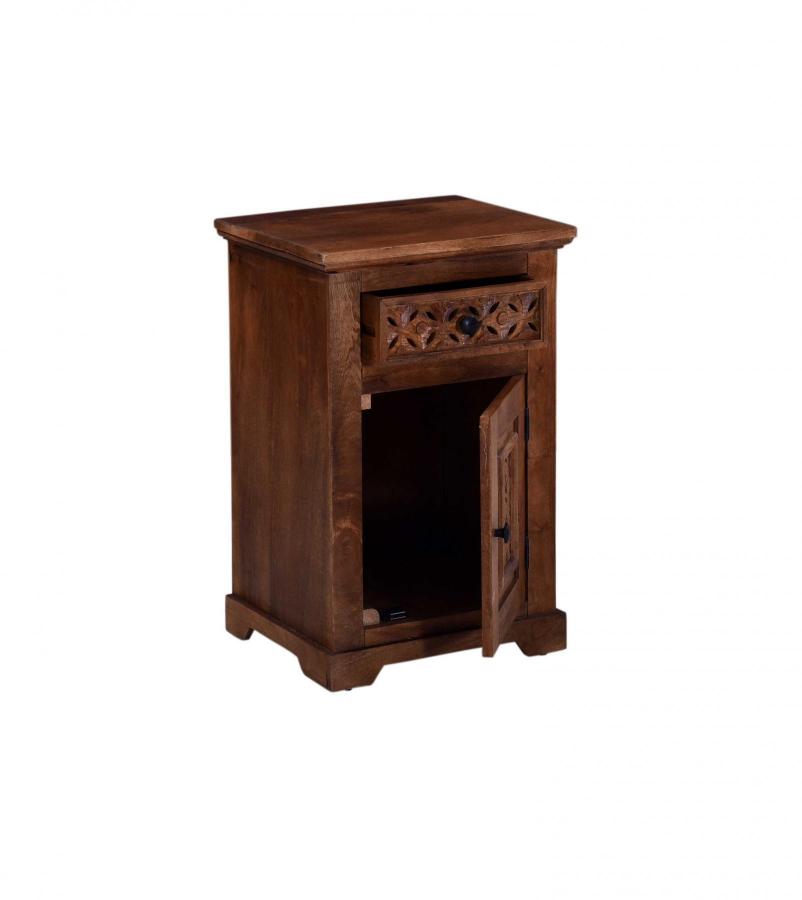 CARVED WOOD END TABLE / NIGHTSTAND