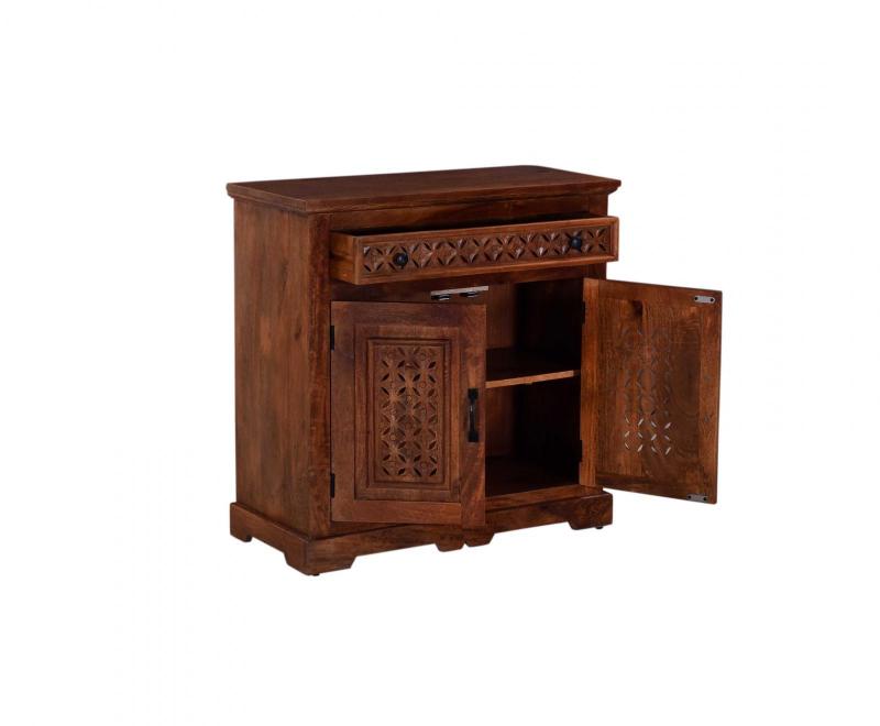 CARVED WOOD SIDEBOARD W/ 2 DOORS & 1 DRAWER