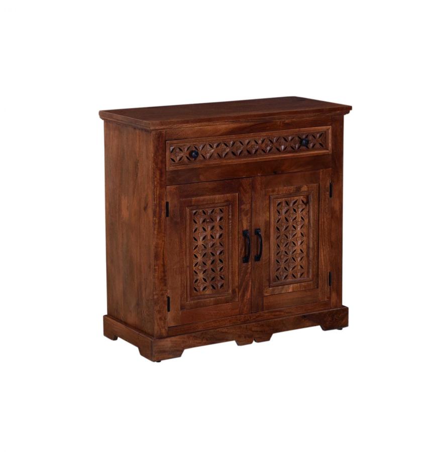 CARVED WOOD SIDEBOARD W/ 2 DOORS & 1 DRAWER
