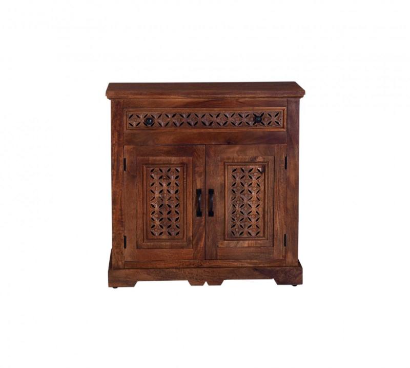 CARVED WOOD SIDEBOARD W/ 2 DOORS & 1 DRAWER