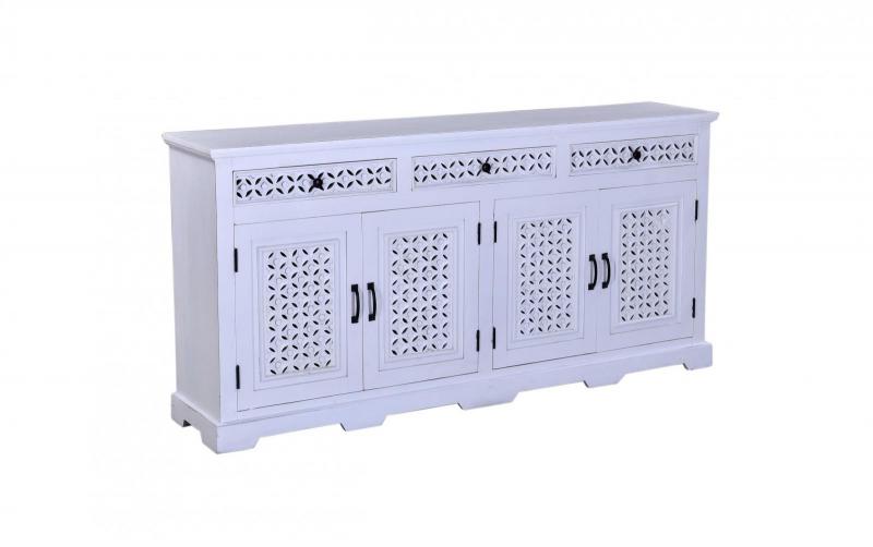 HAND CARVED WOOD SIDEBOARD CABINET
