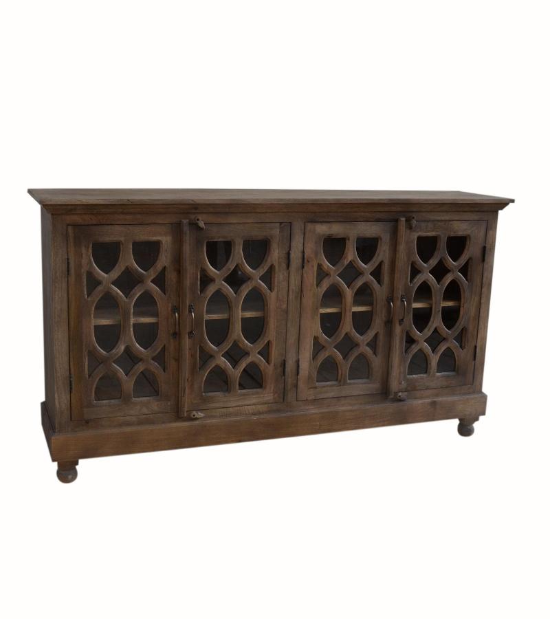 TRADITIONAL SOLID WOOD & GLASS SIDEBOARD