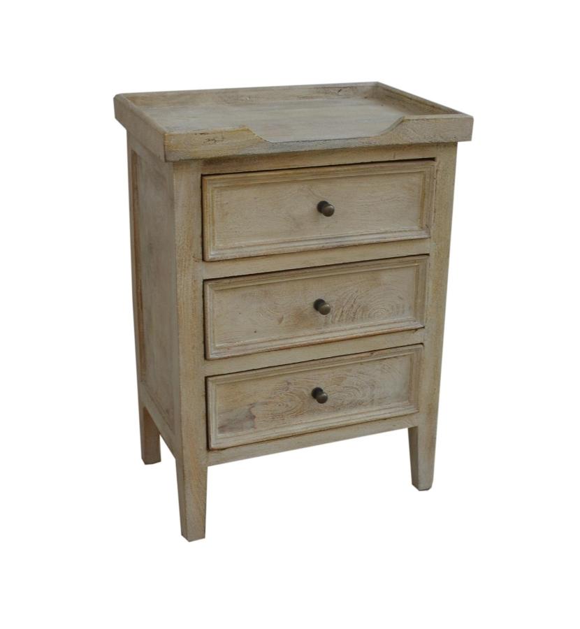SOLID WOOD 3 DRAWER NIGHTSTAND END TABLE