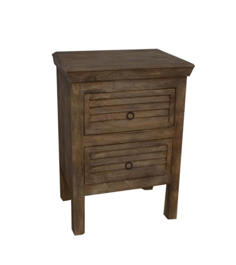 SOLID WOOD 2 DRAWER END TABLE / NIGHTSTAND