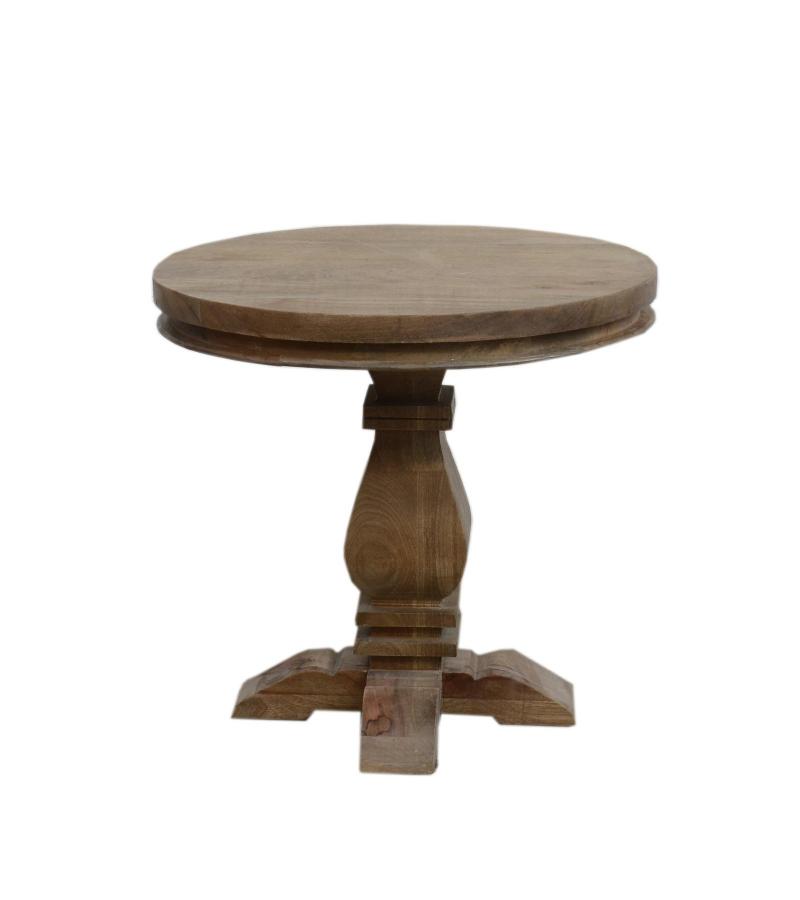 SOLID WOOD ROUND PEDESTAL SIDE TABLE END TABLE