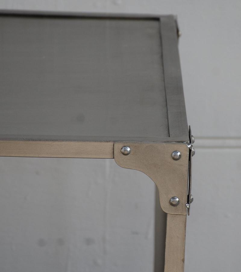 SOLID WOOD & IRON 1 DRAWER END TABLE NIGHTSTAND