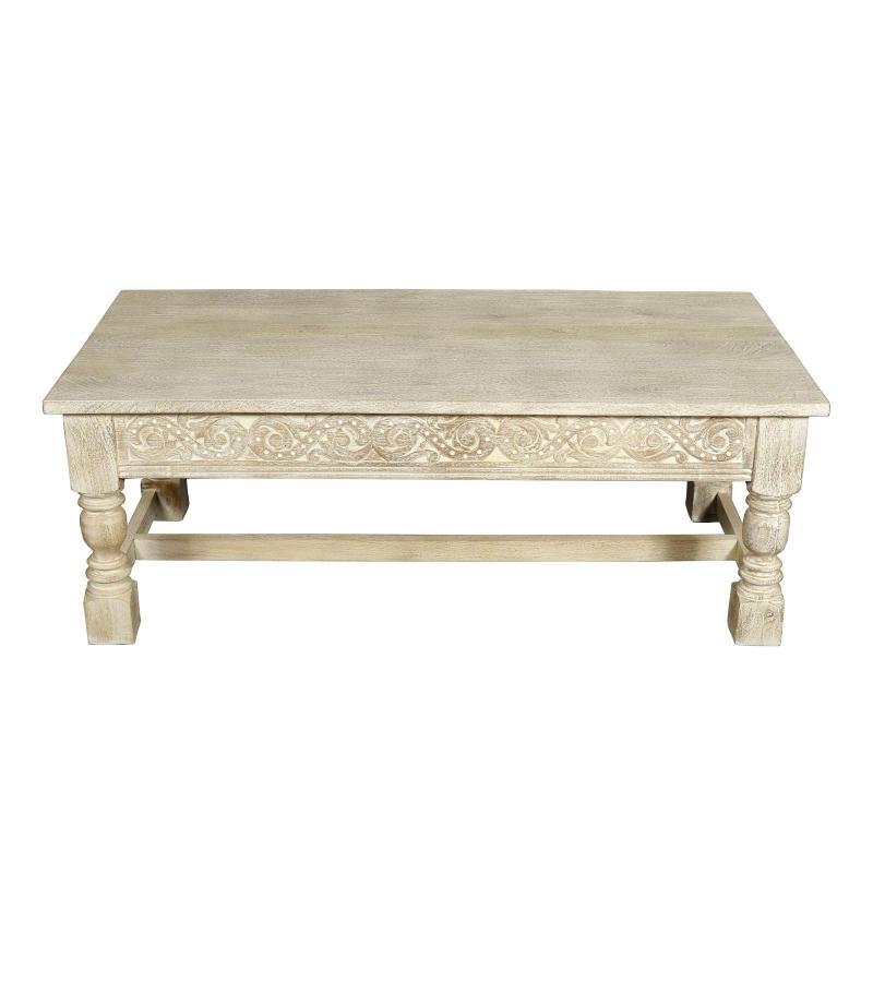 HAND CARVED SOLID WOOD COFFEE TABLE
