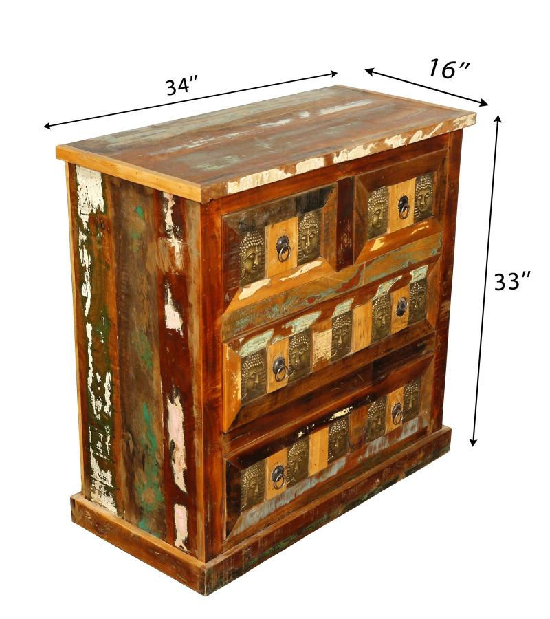 SOLID RECLAIMED TEAK WOOD W/ BRASS CASTINGS BUREAU DRESSER