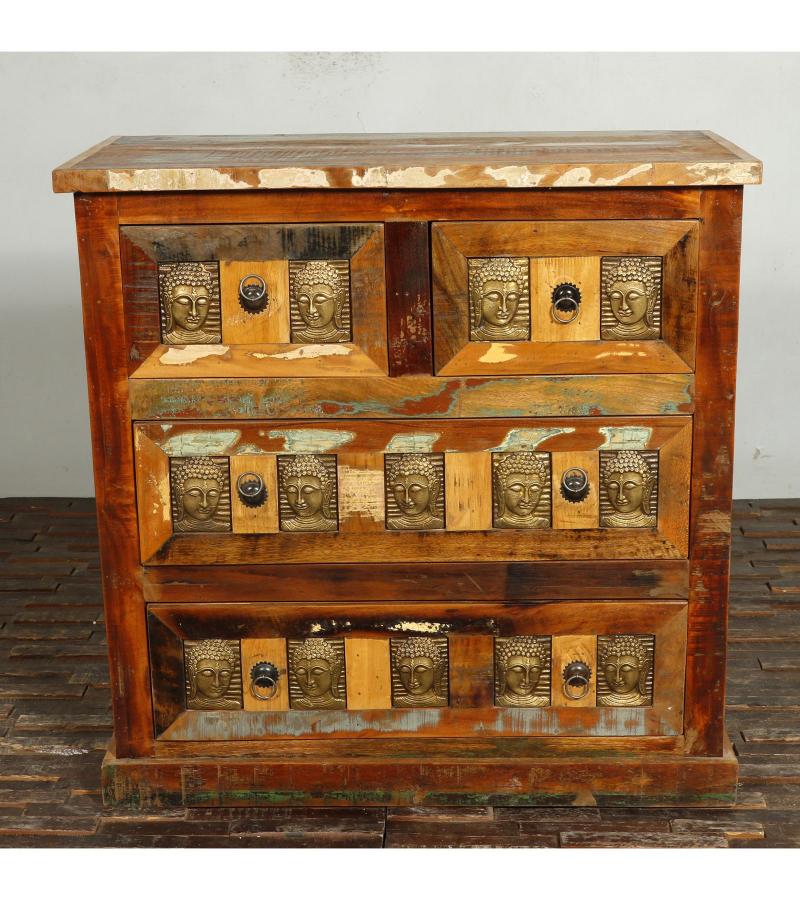 SOLID RECLAIMED TEAK WOOD W/ BRASS CASTINGS BUREAU DRESSER