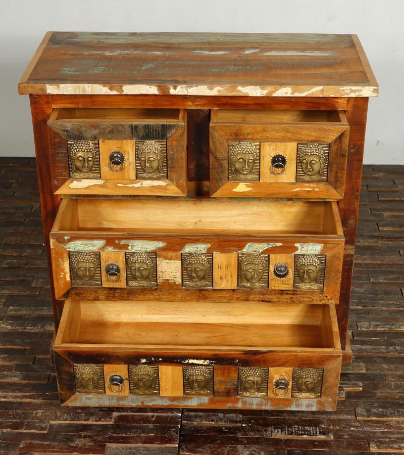 SOLID RECLAIMED TEAK WOOD W/ BRASS CASTINGS BUREAU DRESSER