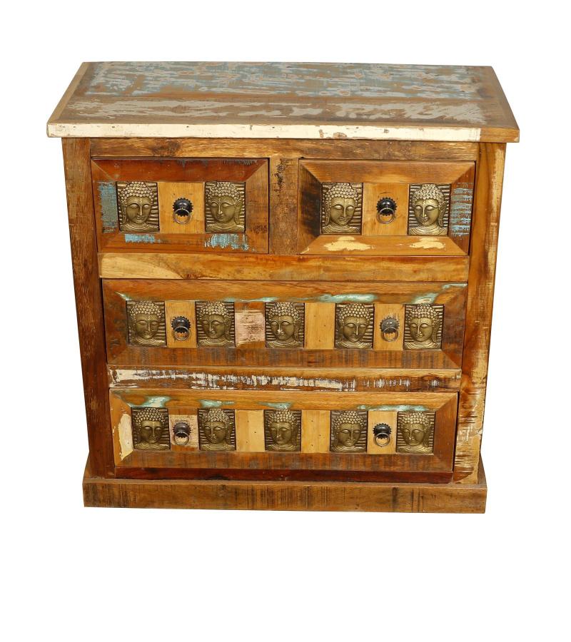 SOLID RECLAIMED TEAK WOOD W/ BRASS CASTINGS BUREAU DRESSER