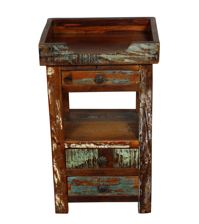 SOLID RECLAIMED TEAK WOOD SIDE TABLE END TABLE 