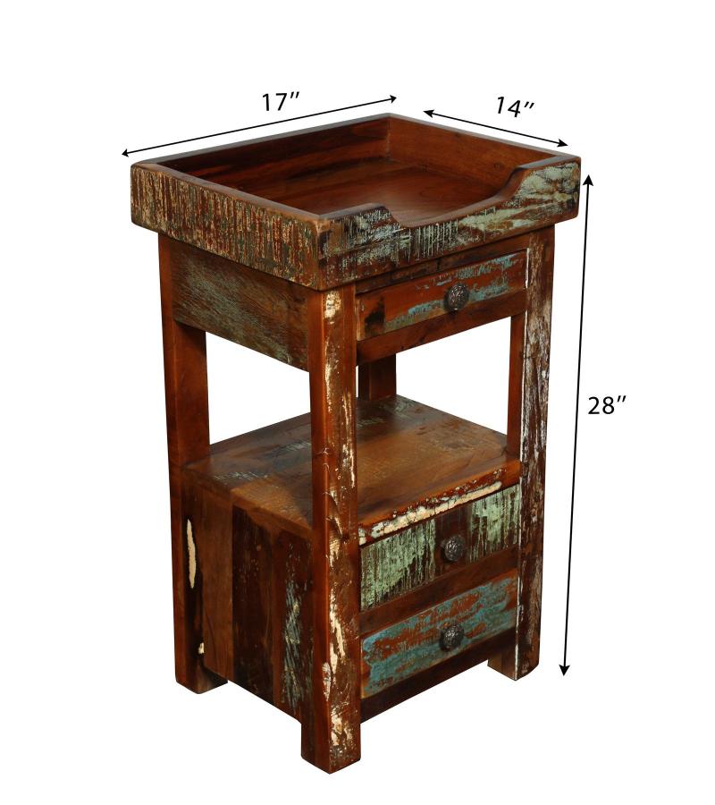 SOLID RECLAIMED TEAK WOOD SIDE TABLE END TABLE 