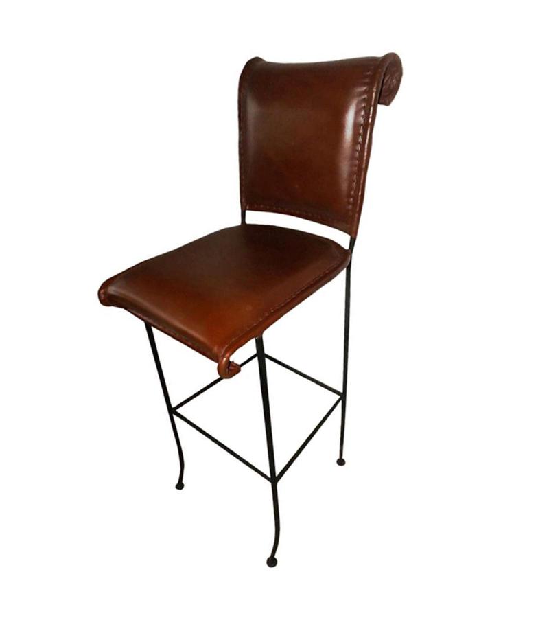 Leather & Iron Bar Stool Chair