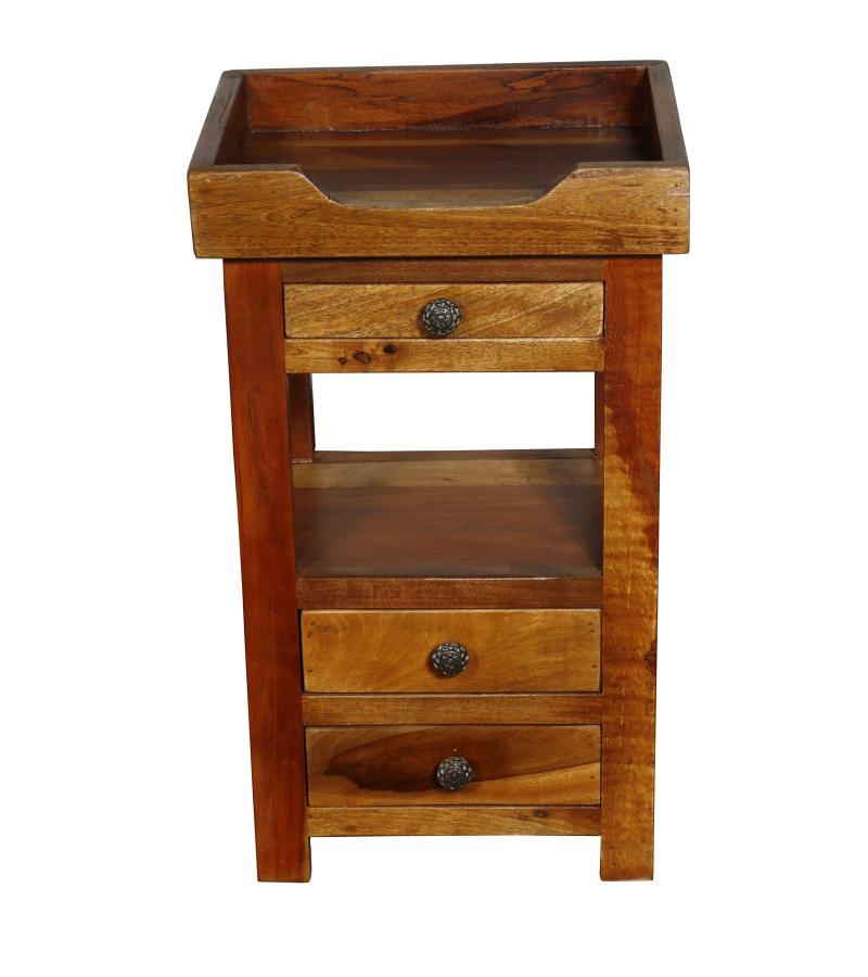 SOLID RECLAIMED TEAK WOOD W/ 2 DRAWERS SIDE TABLE END TABLE