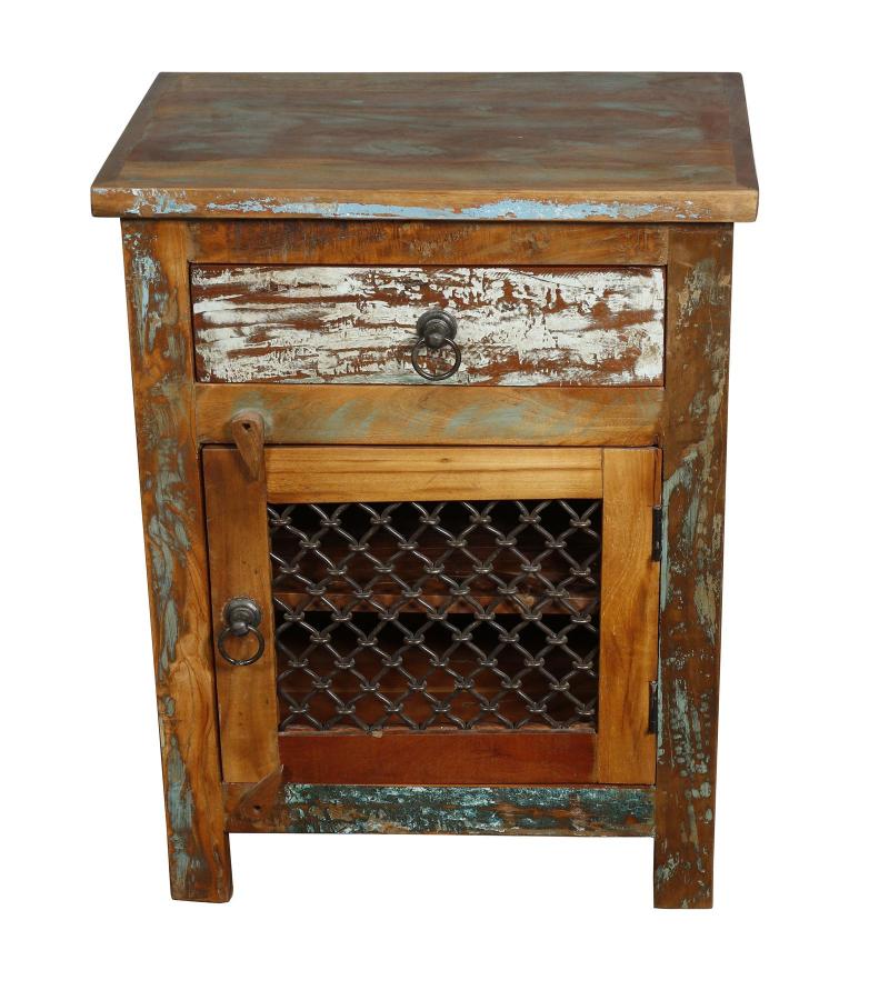 SOLID RECLAIMED TEAK WOOD END TABLE NIGHTSTAND