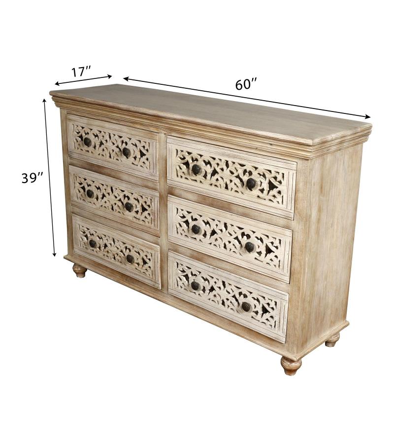 HAND CARVED SOLID RECLAIMED TEAK WOOD BUREAU DRESSER