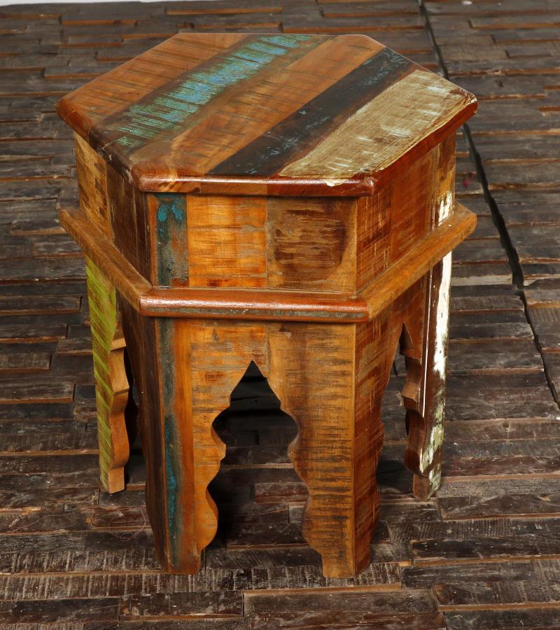 SOLID RECLAIMED TEAK WOOD END TABLE / NIGHTSTAND