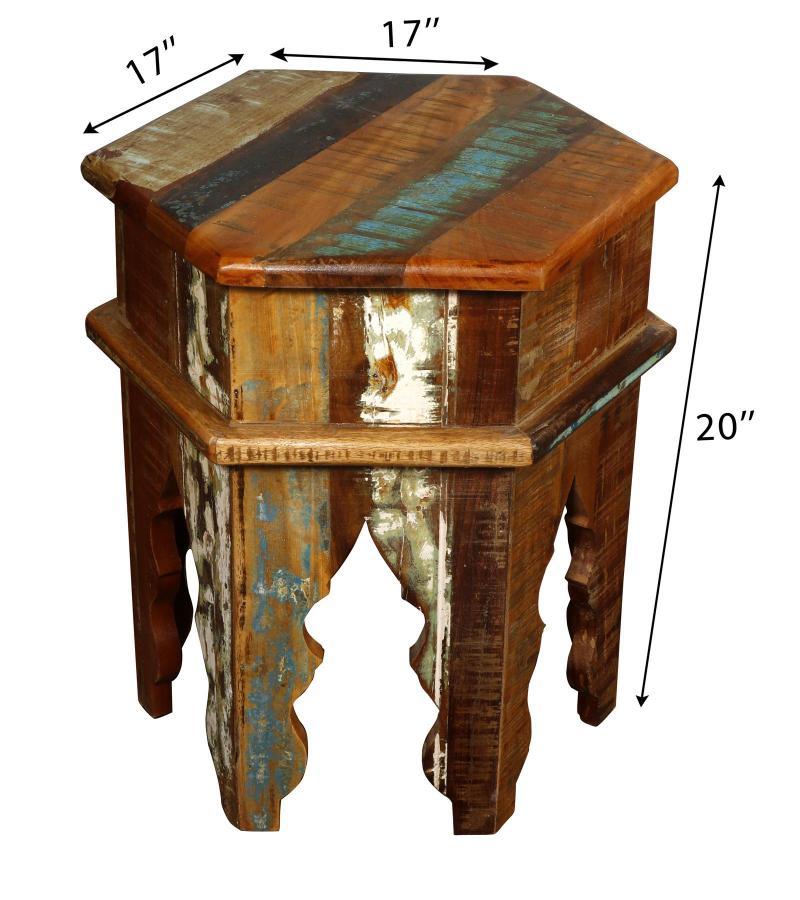 SOLID RECLAIMED TEAK WOOD END TABLE / NIGHTSTAND