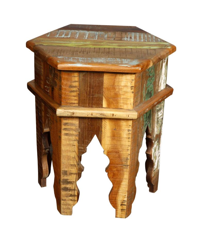 SOLID RECLAIMED TEAK WOOD END TABLE / NIGHTSTAND