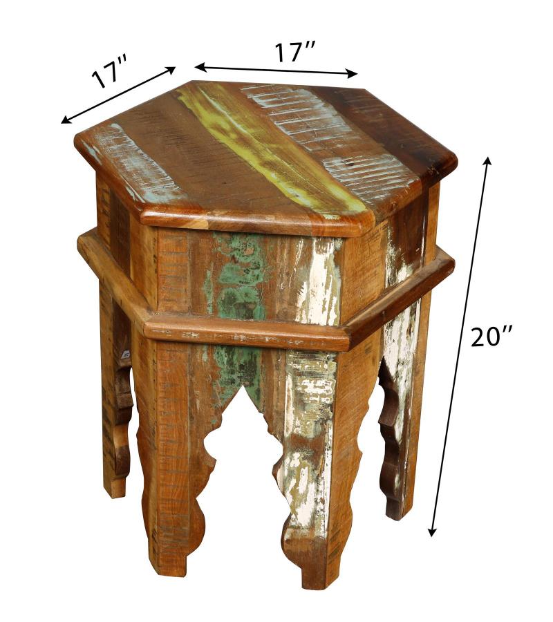 SOLID RECLAIMED TEAK WOOD END TABLE / NIGHTSTAND