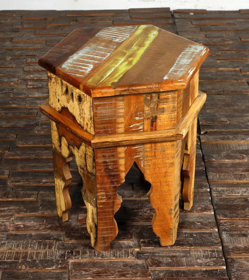 SOLID RECLAIMED TEAK WOOD END TABLE / NIGHTSTAND