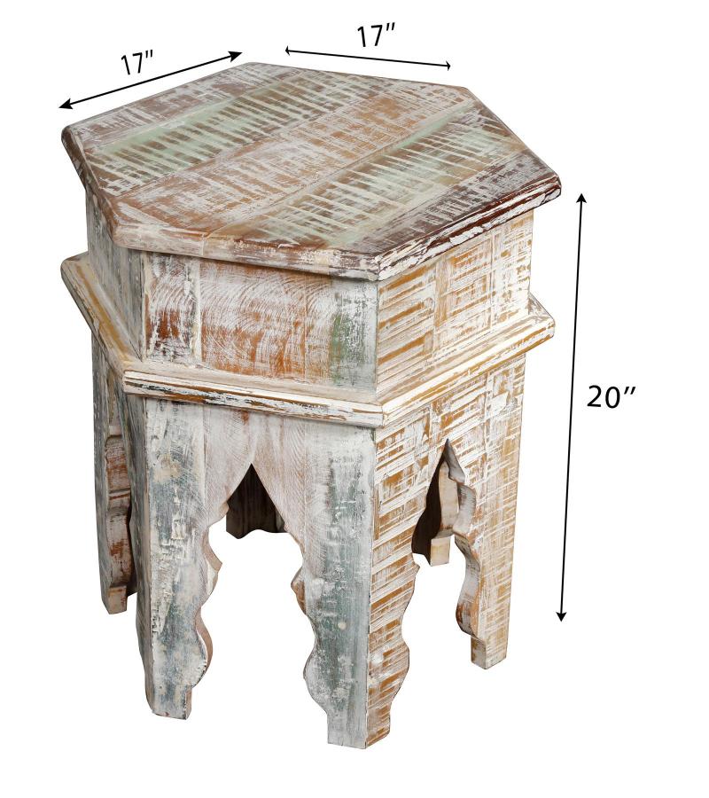 SOLID RECLAIMED TEAK WOOD END TABLE / NIGHTSTAND