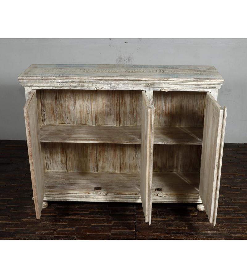 HAND CARVED SOLID RECLAIMED WOOD SIDEBOARD 3 DOORS