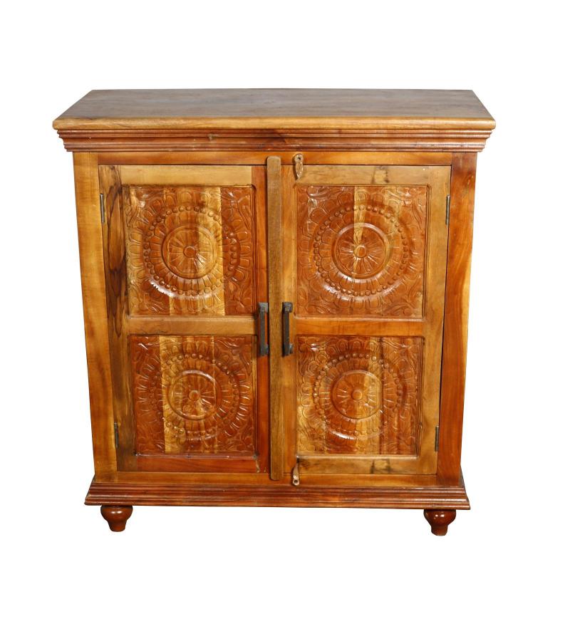 HAND CARVED SOLID RECLAIMED TEAK WOOD CABINET