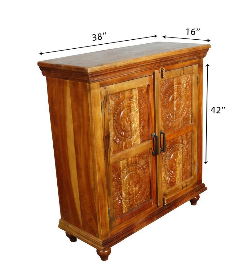 HAND CARVED SOLID RECLAIMED TEAK WOOD CABINET