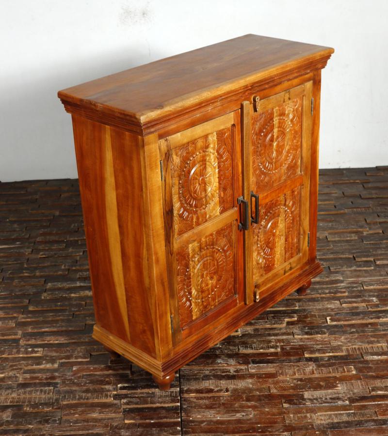 HAND CARVED SOLID RECLAIMED TEAK WOOD CABINET