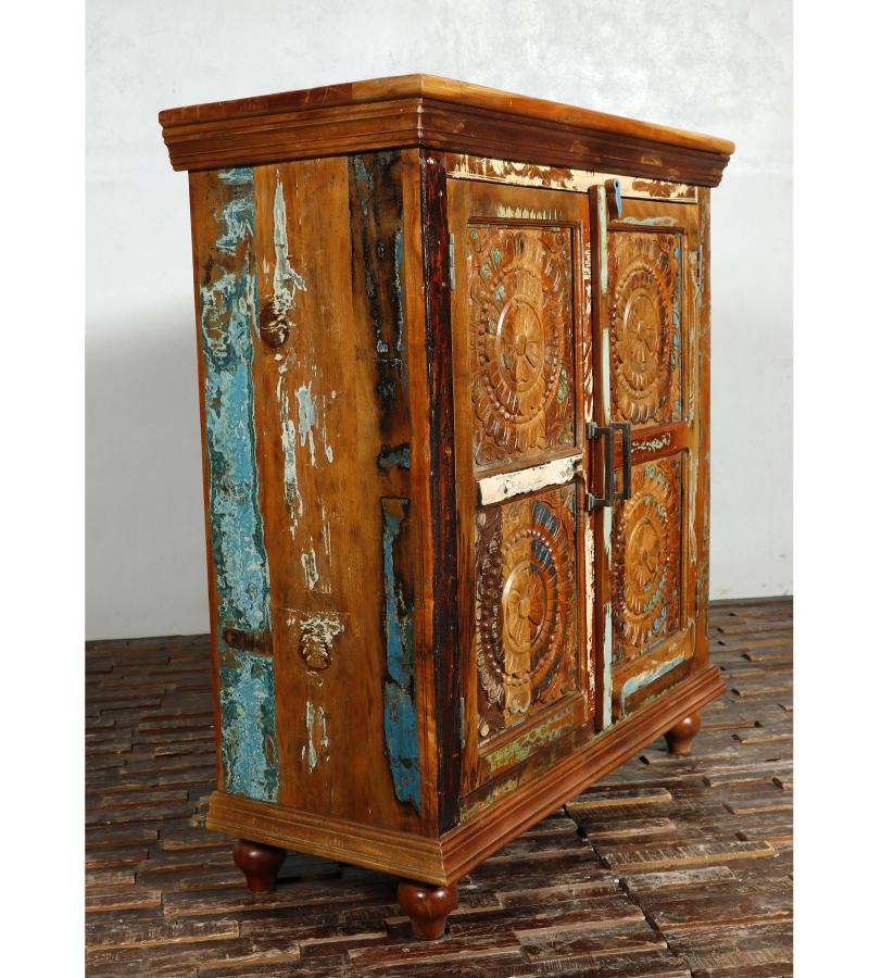 HAND CARVED SOLID RECLAIMED TEAK WOOD CABINET