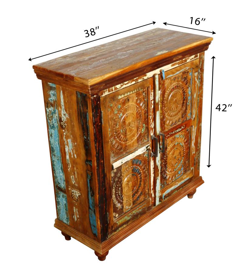 HAND CARVED SOLID RECLAIMED TEAK WOOD CABINET