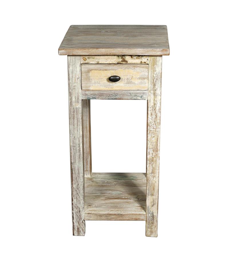 SOLID RECLAIMED TEAK WOOD END TABLE NIGHTSTAND
