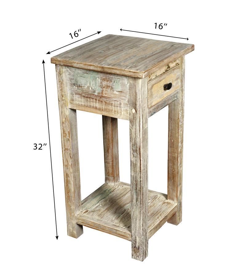 SOLID RECLAIMED TEAK WOOD END TABLE NIGHTSTAND