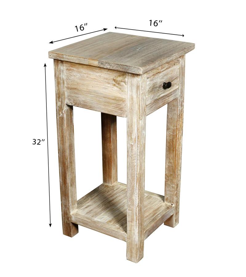 SOLID RECLAIMED TEAK WOOD END TABLE NIGHTSTAND