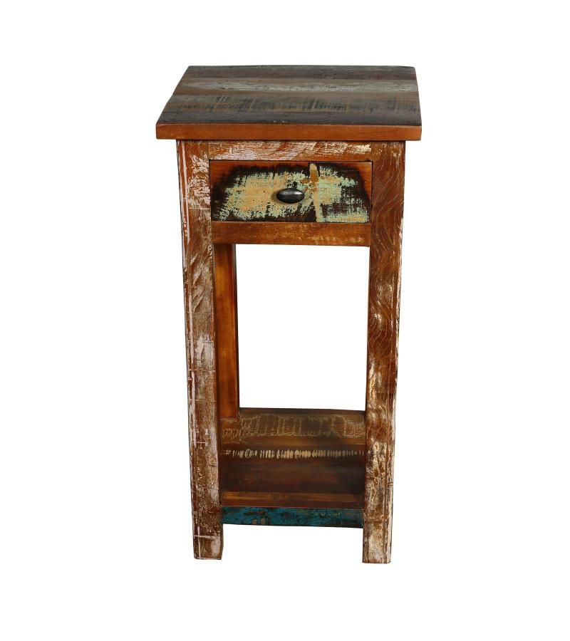 SOLID RECLAIMED TEAK WOOD END TABLE NIGHTSTAND