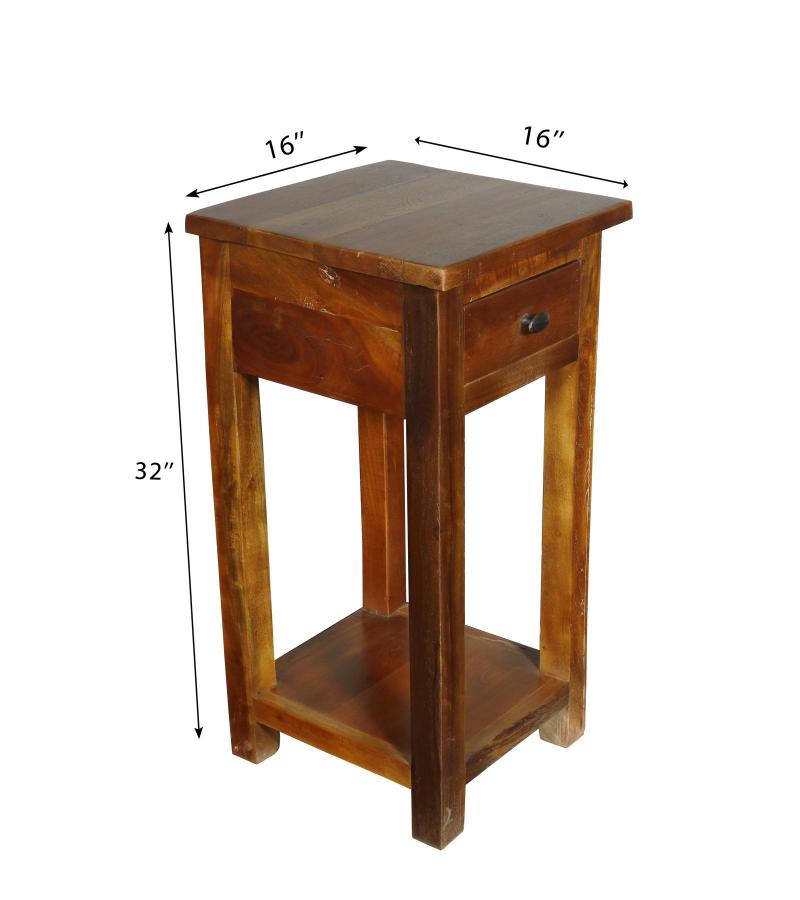 SOLID RECLAIMED TEAK WOOD END TABLE NIGHTSTAND