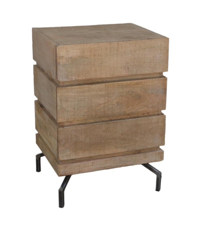 SOLID WOOD 3 DRAWER END TABLE / NIGHTSTAND